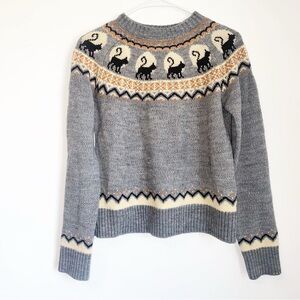 Kiel James Patrick Black Cat Fair Isle Sweater Small
